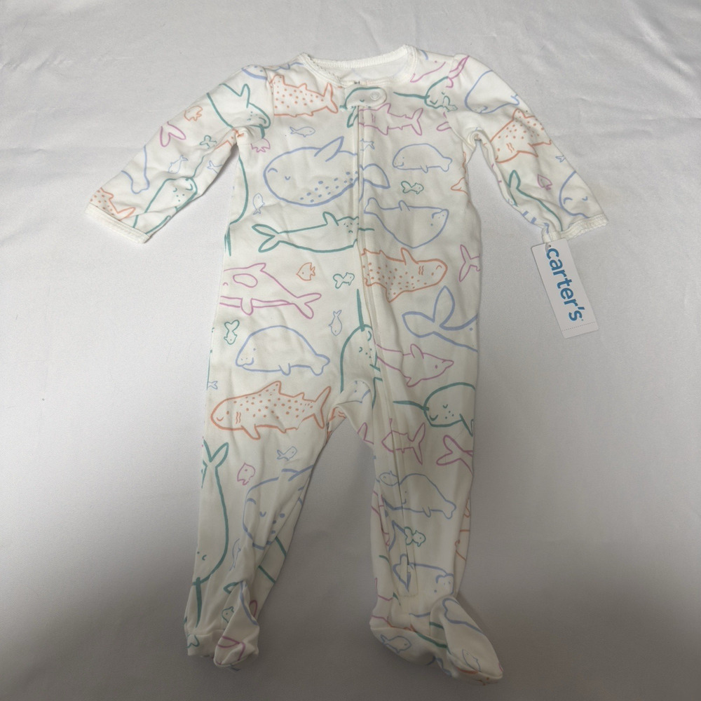 Carter's Baby Girls Whale Sleep & Play 6 Months Zip Up Footed Pajamas Sleeper